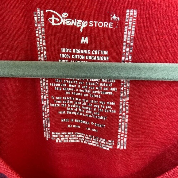 Disney Store Minnie Mouse Red Striped Organic Cotton T Shirt Women Size M - Picture 2 of 5